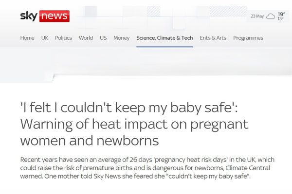 Climate change doubles the number of pregnancy heat-risk days in the UK
