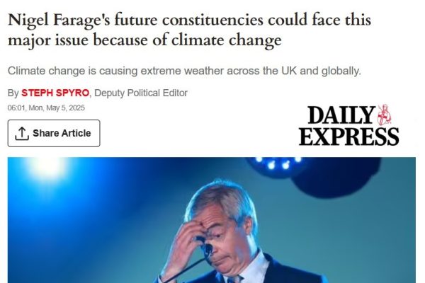 8 out of 10 of England’s most flood-prone constituencies are set to vote Reform, new study shows